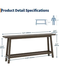 gaomon 70.9 Inch Console Table, 2-Tier Narrow Sofa Table Behind Couch, Extra Long Entryway Table for Hallway, Industrial Farmhouse Entry Table