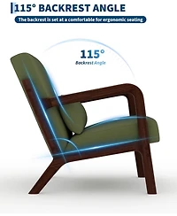 gaomon Mid-Century Modern Accent Chair,Fine Wale Corduroy Upholstery,Solid Wood Armchair with Removable Lumbar Pillow,Sturdy Reading Chair.