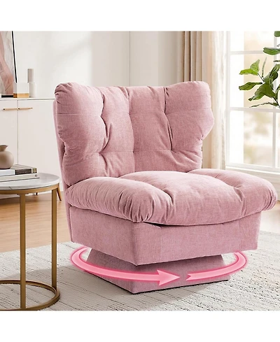 gaomon Oversized Chenille Swivel Accent Chair for Living Room,360 Rotating Upholstered Reading Chair with Thick Cushion,Cozy Club Chair for Bedroom