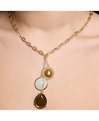 Jessica Simpson Resin Stone Dangle Pendant Necklace for Women, Gold-Tone Statement Necklace