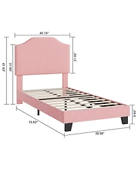 Homfan Modern Corduroy Headboard Bed Frame for Kids - Sturdy, Noise-Free Platform, No Box Spring Needed Easy Assembly Ideal Boys and Girls