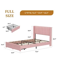 homfan Bed Frame with 2 Storage Drawers, Velvet Upholstered Platform Bed, No Box Spring Needed, Noise Free