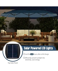 Sugift 15 5 Feet Extra Large Patio Umbrella with Led Solar Lights and Crank Handle