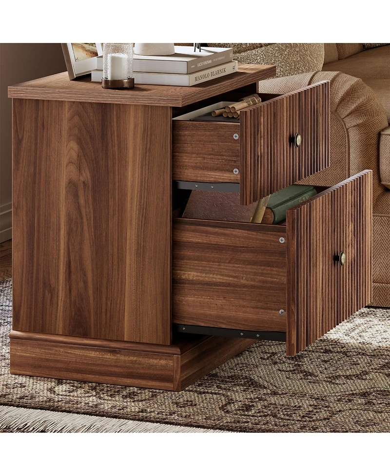 gaomon Adult 2-Drawer Nightstand, Engineered Wood Storage Bedside Table