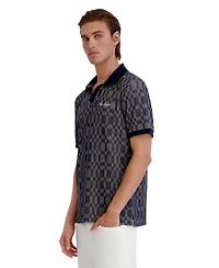 Karl Lagerfeld Paris Men's Textured Color Blocking Stripes Polo Shirt