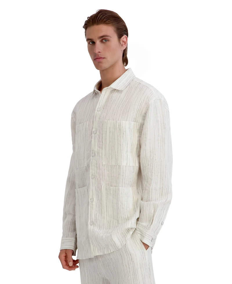 Karl Lagerfeld Paris Men's Striped Four Pocket Shirt
