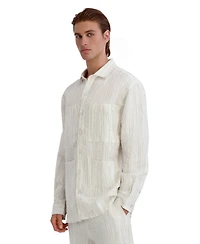 Karl Lagerfeld Paris Men's Striped Four Pocket Shirt