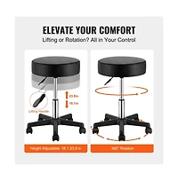 Sugift Adjustable Height Rolling Stool with 400 lbs Capacity, 15.7 in Pu Leather Cushion, 5 Swivel Casters