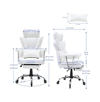 Sugift Reclining Office Chair with Retractable Footrest, 350 lbs Capacity, Pu Leather Wide Seat and Lumbar Support