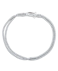 Suzy Levian New York Sterling Silver Double-Strand Pave Cubic Zirconia Tennis Bracelet