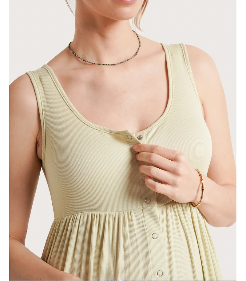 Nom Maternity Ribbed Modal Henley Dress