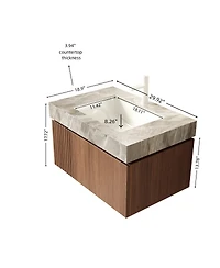 Sillysis 30" Italian Style Bathroom Vanity with Sintered Stone Top, Wall Mounted Floating Cabinet, Soft Close Drawer and Doors