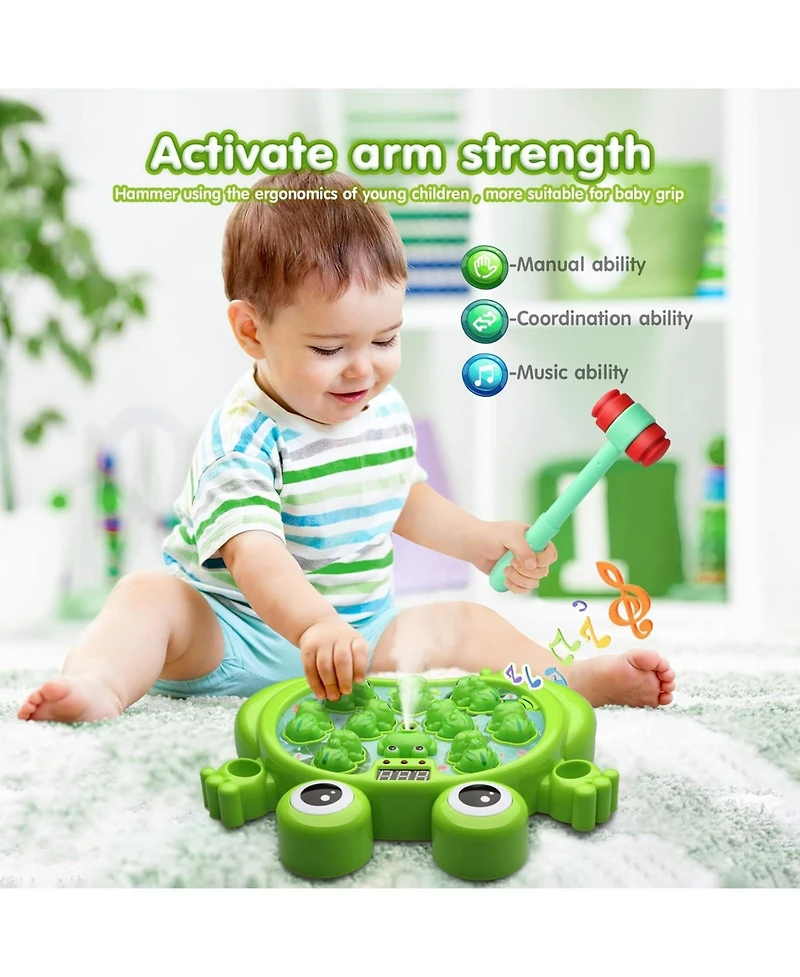 HopeRock Toys , Whack A Frog Game,with 5 Modes,45 Levels,9 Music Spray and Light-up