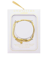 Unwritten x Moda Sport Waterproof Paperclip and Herringbone Chain Layered Bracelet