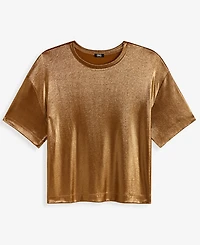 I.n.c. International Concepts Women's Metallic Foil Crewneck T-Shirt, Macy's Exclusive