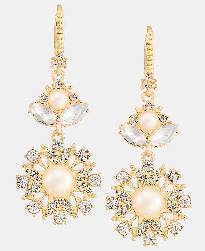 Marchesa Crystal & Imitation Pearl Double Drop Earrings