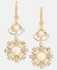 Marchesa Crystal & Imitation Pearl Double Drop Earrings
