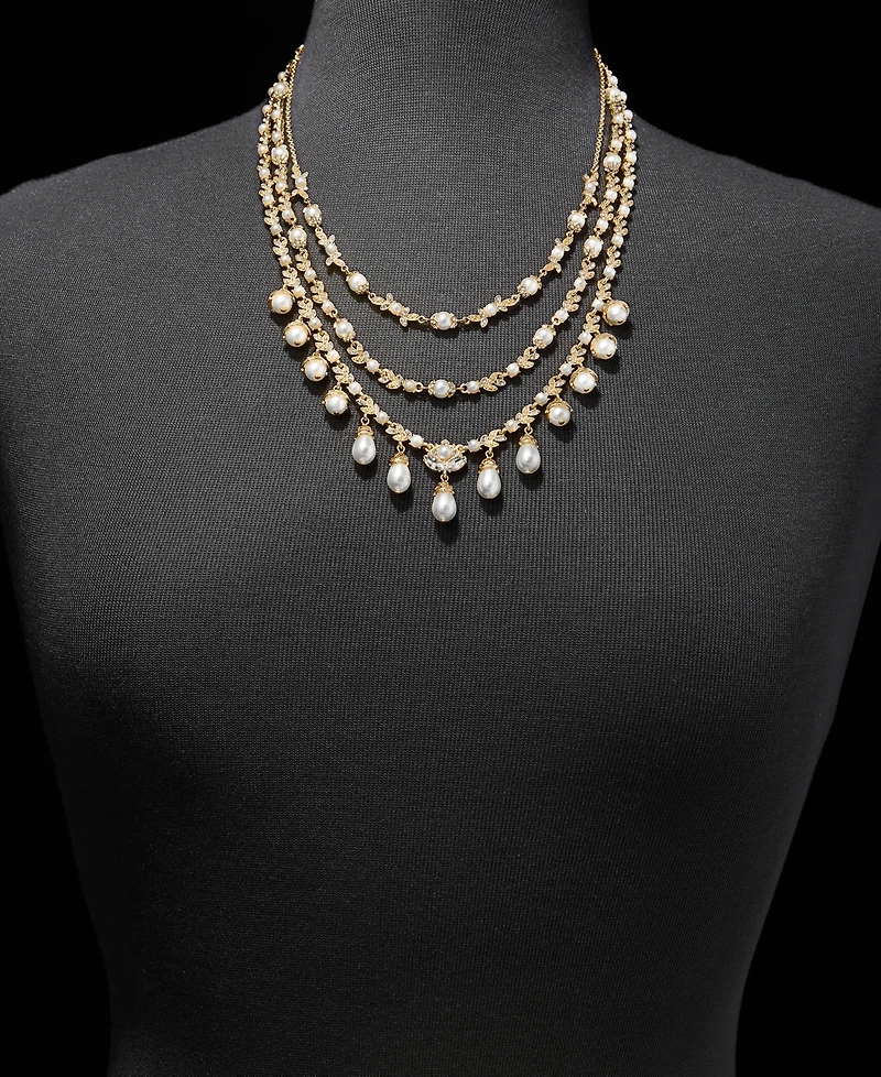 Lauren Ralph Lauren Crystal & Imitation Pearl Layered Statement Necklace, 18" + 3" extender