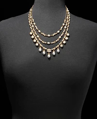 Lauren Ralph Lauren Crystal & Imitation Pearl Layered Statement Necklace, 18" + 3" extender