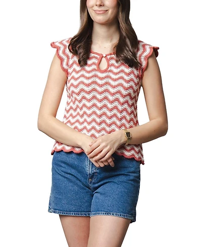 Hope & Henry Women's and Organic Flutter Sleeve Sweater Top