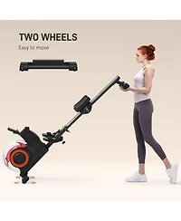 Soozier Foldable Water Rowing Machine with Wheels for Home Gym,
