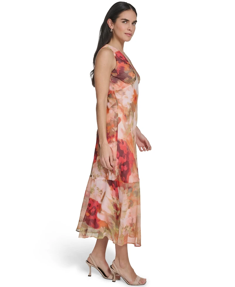 Calvin Klein Women's V Neck Midi Dress