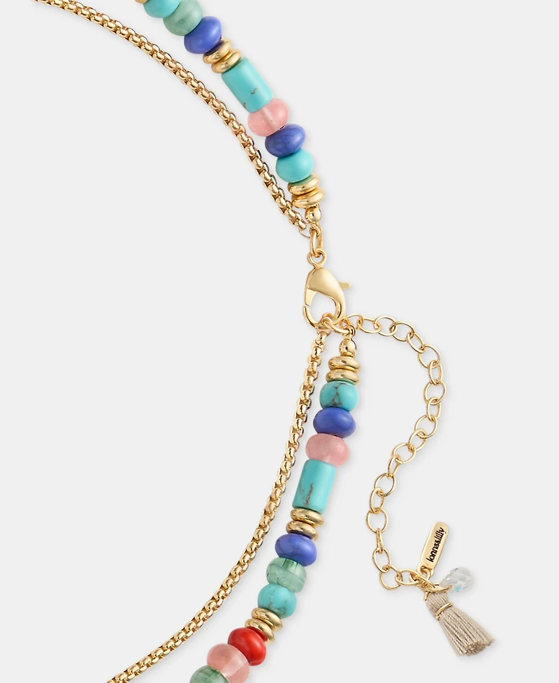 lonna & lilly Beaded Charm Layered Pendant Necklace, 16" + 3" extender