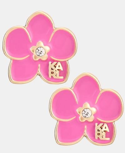 Karl Lagerfeld Paris Glass Stone Orchid Stud Earrings