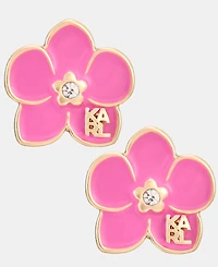 Karl Lagerfeld Paris Glass Stone Orchid Stud Earrings