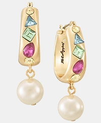 Karl Lagerfeld Paris Imitation Pearl Charm Mixed Crystal Hoop Earrings