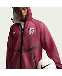 Nike Men's Red Usmnt 2026 Anthem Mesh Dri-fit Full-Zip Hooded Jacket