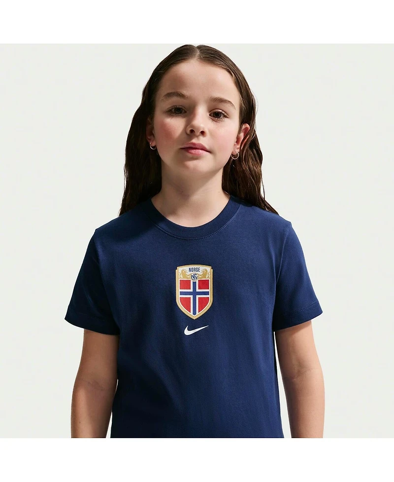 Nike Big Boys and Girls Blue Norway National Team Crest T-Shirt