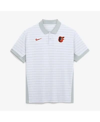 Nike Men's White Baltimore Orioles Authentic Collection Striped Victory Dri-fit Polo Shirt