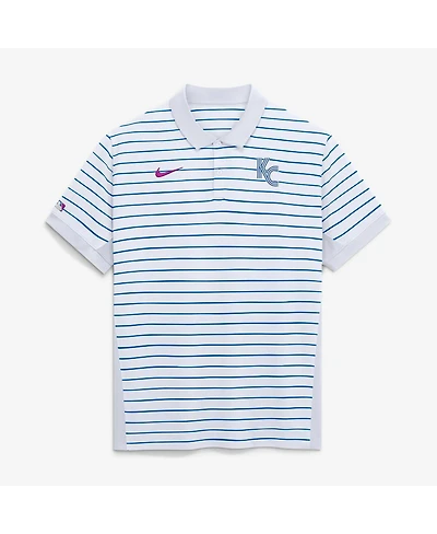 Nike Men's White Kansas City Royals 2026 Connect Authentic Collection Striped Victory Dri-fit Polo Shirt