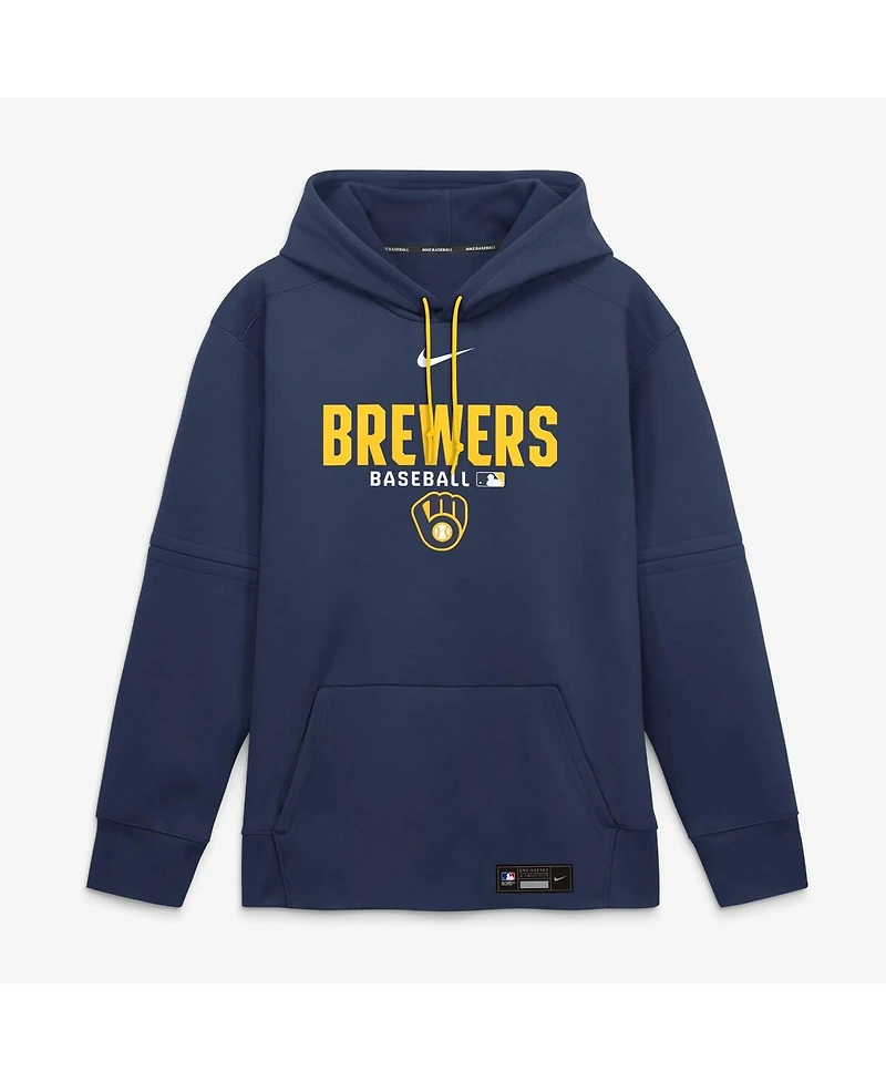 Nike Men's Navy Milwaukee Brewers Authentic Collection Therma-fit Hoodie