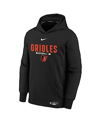 Nike Big Boys and Girls Black Baltimore Orioles Authentic Collection Therma-fit Hoodie