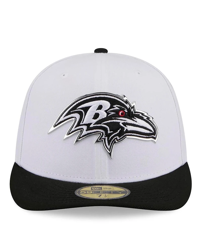 New Era Men's White/Black Baltimore Ravens 2026 Nfl Draft Pre-Curved 59FIFTY Fitted Hat