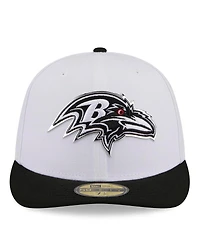 New Era Men's White/Black Baltimore Ravens 2026 Nfl Draft Pre-Curved 59FIFTY Fitted Hat