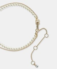 Karl Lagerfeld Paris Mixed Crystal & Imitation Pearl Layered Pendant Necklace, 16" + 3" extender