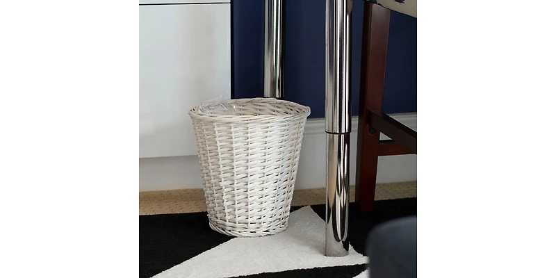 Household Essentials Wicker Waste Basket, Willow Weave Painted Includes Plastic Liner