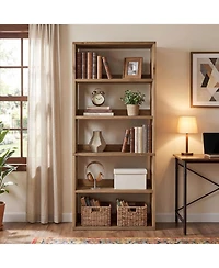 Tribesigns 5-Tier Solid Wood Bookshelf, 70.8" Tall Farmhouse Bookcase with Open Storage Shelves, Freestanding Bookshelves Display Rack