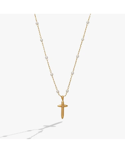Alex and Ani Cross 4:13 Pearl Rosary Chain Pendant Necklace