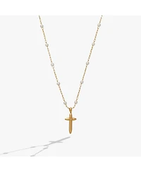 Alex and Ani Cross 4:13 Pearl Rosary Chain Pendant Necklace