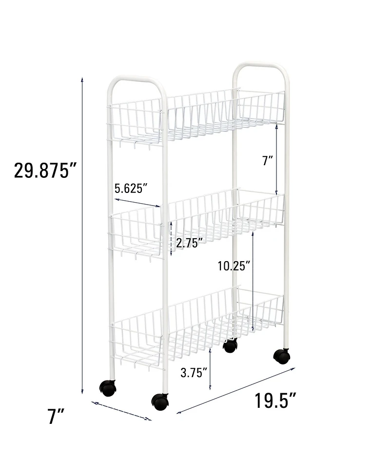 Household Essentials Slimline 3-Shelf Utility Cart