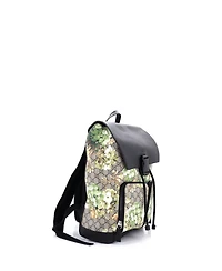 Pre-Owned Gucci Buckle Backpack Blooms Print Gg Coated Canvas and Leather