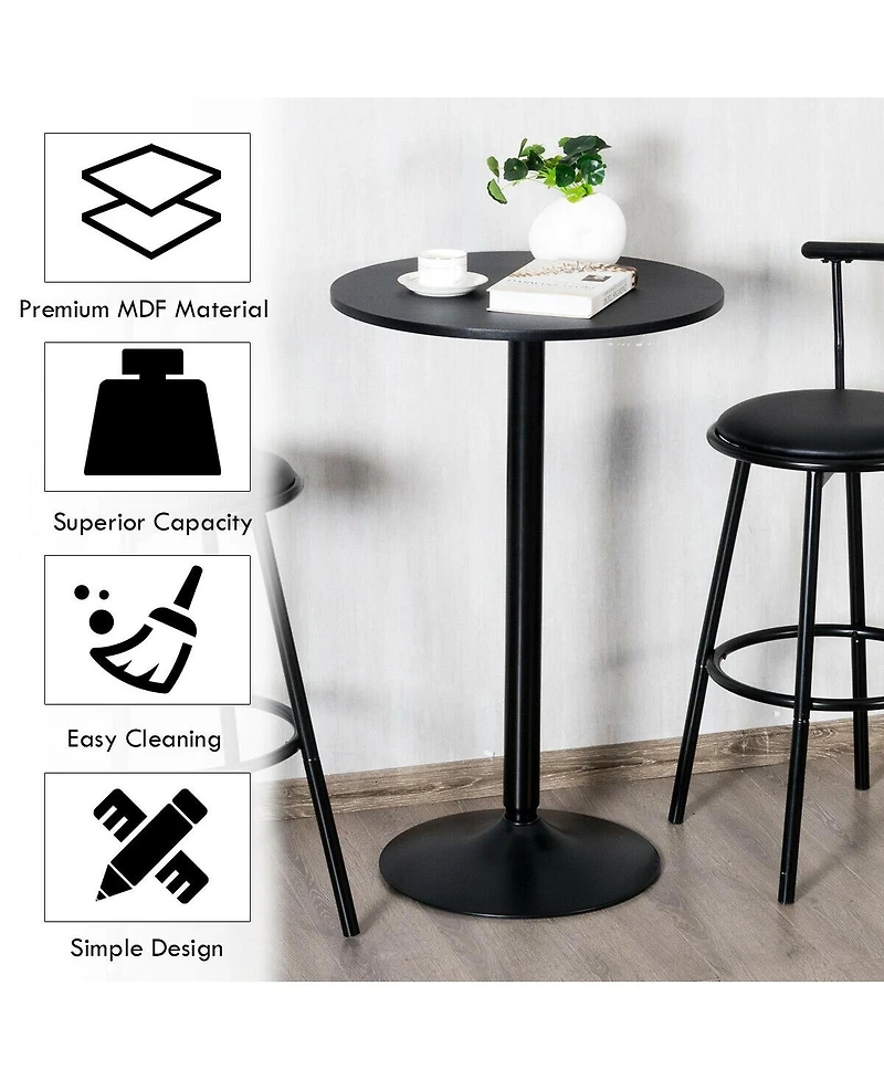 Gymax Set of 2 Round Pub Table 24" Bistro Bar Height Cocktail Table w/Metal Base
