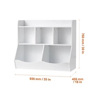 Sugift 5-Cubby Wood Toy Storage Organizer with Bookshelf, 35 x 16 x 30 in