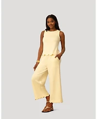 Cable & Gauge Women's Scallop Trim Top and Capri Pant Set
