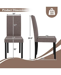 Gymax Dining Chair Set of Fabric Upholstered Rubber Wood Legs Side Armless