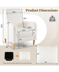 Slickblue Teddy Fleece Accent Sofa Chair with Lumbar Pillow, Modern Upholstered Design